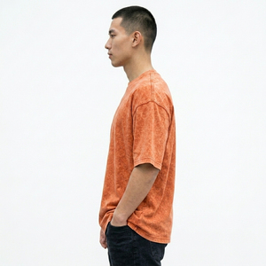 เสื้อยืดผู้ชายทรงโอเวอร์ไซส์ ระบายอากาศได้ดี ล้างสีแบบแอซิดวอช แขนสั้น แฟชั่นทันสมัย เนื้อผ้านุ่ม สวมใส่สบาย เหมาะสำหรับใส่ลำลอง - Product Image 4