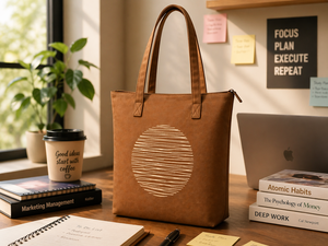 300GSM Solid Brown <b>Canvas</b> <b>Tote</b> Bag Large Capacity Eco Friendly Reusable Shopping Bag Custom Logo Zip Closure Heavy Duty - Product Image 5