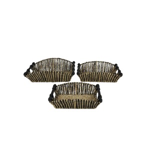 Set of 3 Seagrass <b>Baskets</b> with Domed Woven Rims Handmade <b>Storage</b> <b>Basket</b> Wholesale eco-friendly Made in Vietnam - Product Image 1