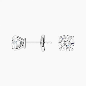 Pendientes clásicos de diamantes redondos de talla brillante en oro blanco, color D, cultivados en laboratorio, certificados por IGI, joyería de compromiso para mujer. - Product Image 2