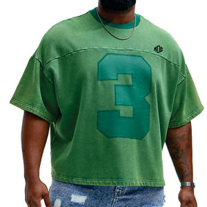 Camiseta Vintage para Hombre con Efecto Teñido, Oversize, Hombros Caídos, Estilo Urbano, con Estampado de Número Personalizado, Algodón, Servicio OEM de Marca Privada - Product Image 1