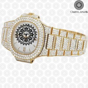 Montre de luxe Charm_Jewells en acier inoxydable, boîtier 40 mm, mouvement mécanique analogique, pour homme, style vintage, accents de diamants, 10 bars - Product Image 3