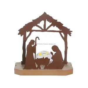 Customizable Vintage <b>Wood</b> Carved Nativity Set Small Indoor Christmas Scene for Home <b>Laser</b> <b>Cut</b> - Product Image 1
