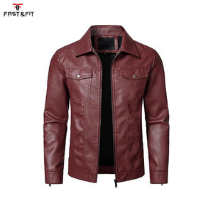 Nouvelle veste en toile et cuir vintage décontractée pour homme, tenue d'hiver, design motard, poche avant, logo - Product Image 1