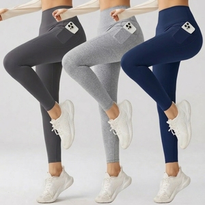 Legging de sport taille haute sans couture pour femme avec logo personnalisé, séchage rapide, effet ventre plat, idéal pour le yoga, la gym, la course et l'entraînement - Product Image 1