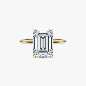Anillo de compromiso solitario de oro amarillo de 14 quilates con diamante de corte esmeralda de 3.45 quilates y engaste de puntas, de lujo, 3.5 GM para mujer, Roy Diamond - Product Image 1