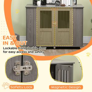 Extra Large Gray Wooden <b>Dog</b> Crate Furniture Lockable Magnetic Indoor Pet Kennel with End <b>Table</b> Design - Product Image 6