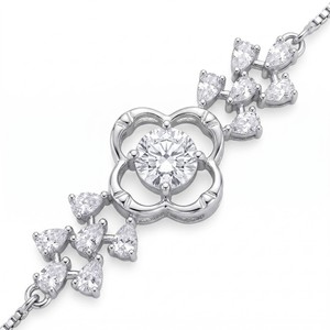 Bracelet unisexe en or blanc avec diamants ronds taille brillant, certifié IGI, style tendance, pour mariage et usage quotidien - Product Image 3