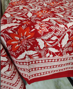 Mantel de Algodón con Estampado Floral Indio Hecho a Mano, Cubierta Decorativa Rectangular para Mesa, Camino de Mesa Boho para Comedor - Product Image 5