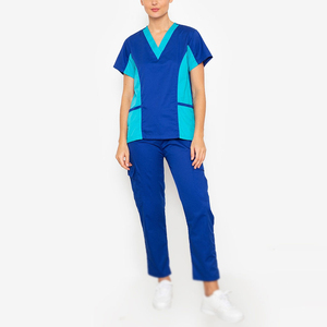 <b>Scrub</b> <b>Set</b> for Women - V-Neck <b>Scrub</b> Top & Wide-Leg Pants Medical Uniforms with Stretch Fabric, Multiple Pockets - Product Image 1