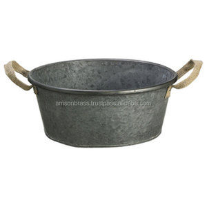 Cesta colgante de flores de metal blanco de lujo, maceta colgante de cuerda galvanizada decorativa para el hogar de la mejor calidad - Product Image 5