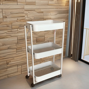 Carrito Metálico Plegable de Cuatro Ruedas y 3 Niveles ODM - Product Image 1