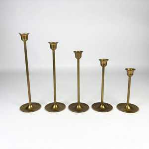Luxury <b>Brass</b> <b>Candlestick</b> <b>Holder</b> Set Of 5 Tiered Tall <b>Brass</b> Candle <b>Holders</b> Collection With Multiple Heights For Luxury Home By UO - Product Image 2