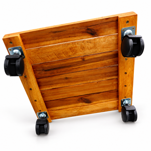 Soporte de maceta rodante Caddy de madera de acacia natural para macetas grandes con ruedas giratorias, fuerte y resistente a la intemperie - Product Image 1