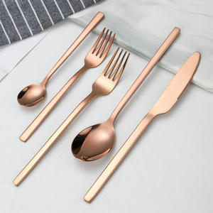 New Arrival Copper Cutlery Set of 4 <b>gift</b> <b>box</b> packing Flatware Set mirrored steel <b>Christmas</b> party giftware spoon - Product Image 4