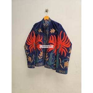 เสื้อแจ็คเก็ตกำมะหยี่ขายส่ง ปักลายต้นปาล์ม สไตล์โบฮีเมียนเก๋ไก๋ มีกระเป๋าข้างสองข้าง เสื้อแจ็คเก็ตลำลองสำหรับผู้หญิง เสื้อคลุมซูซานี - Product Image 4