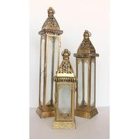 Ensemble de lanternes de luxe, 4 tailles personnalisées, résistantes à la chaleur, couleur or, designs personnalisables, lanternes porte-bougies pour la décoration du Ramadan