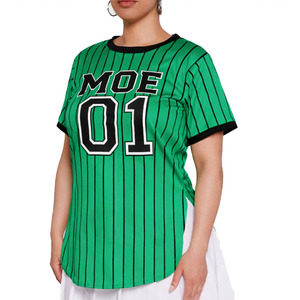 Custom Sublimation Women’s Pinstripe American Football Jersey T Shirt Athletic Streetwear Team Graphic Top OEM ODM Wholesale USA - Product Image 3