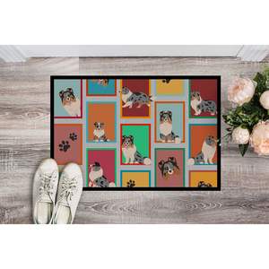 Bleu Merle Sheltie paillasson antidérapant lavable intérieur extérieur tapis 24H X 36W Lots pour entrée de porte d'entrée - Product Image 2