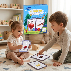 Toysaga Guji Alphabets, tarjetas didácticas a todo color, tarjeta azul laminada, 30 tarjetas, esquinas onduladas, juguete educativo para niños de 2 a 4 años - Product Image 4
