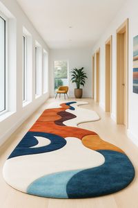 Tapis en laine tufté à la main à motifs de pétales de fleurs déstructurés, doux, à courbes florales, pour suite de chambre à coucher - Product Image 3