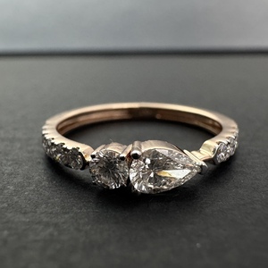 แหวนเพชรทรงหยดน้ำมาร์คีส์มรกตทรงหัวใจ 14K โรสโกลด์ 2.20 กะรัต เพชรเลี้ยงในห้องปฏิบัติการ สำหรับผู้หญิง เครื่องประดับชั้นดี - Product Image 3