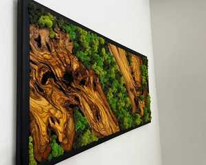 Panel de Arte Mural de Musgo de Madera de Lujo, Hecho a Mano, Decoración de Musgo Natural, Arte Rústico Inspirado en el Bosque, Decoración de Pared con Resina Epoxi - Product Image 3