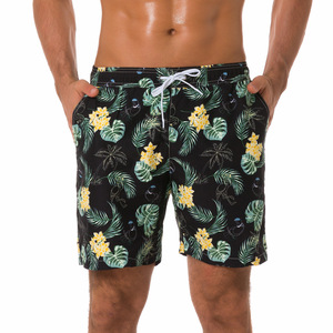 Shorts de Playa para Hombre con Estampado Floral, Secado Rápido, Cintura con Cordón, Estilo Casual con Bolsillos, Corte Medio - Product Image 3