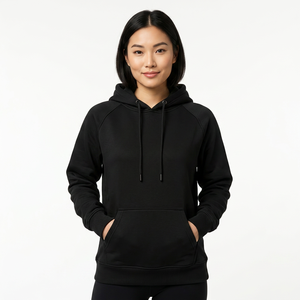 Sweat-shirt à capuche noir pour homme, coupe classique, couleur unie, en molleton français, décontracté, avec poche - Product Image 5