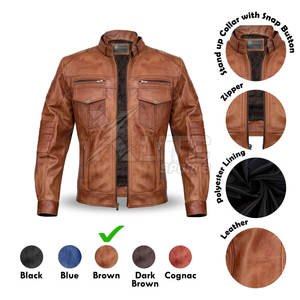 Chaqueta de Motocicleta Impermeable y Cortavientos de Primera Calidad para Hombre, Puños y Cremallera Ajustables, Material de Cuero Genuino Suave, para Viajes - Product Image 3