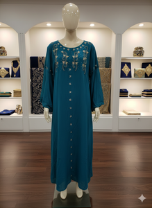 Elegante Caftán Marroquí para Fiesta, Largo hasta el Suelo, Media Manga, Hecho a Mano con Cuentas de Piedra, Diseño Tradicional Musulmán, Nuevo Diseño 2022 - Product Image 3