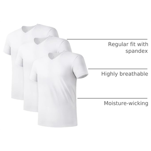 Lot de 3 T-shirts Homme Col Rond Manches Courtes Style Hip-Hop Coupe Oversize Tissu Jersey Respirant Imprimé Couleur Unie Décontracté Basique Été - Product Image 2