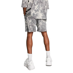 Men <b>Tie</b> <b>Dye</b> Tracksuit <b>Set</b> Loose Fit Cotton Shorts And Top Crew Neck Three Quarter Sleeve Summer Casual Wear With Side Pockets - Product Image 2
