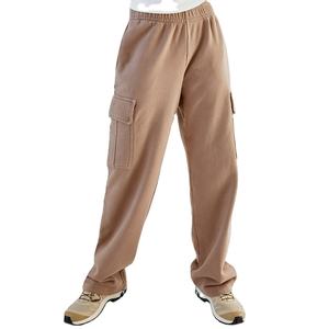 Pantalon de jogging plat maigre avec logo personnalisé pour femmes décoration élastique multi-poches sport décontracté respirant 100% coton polaire - Product Image 1