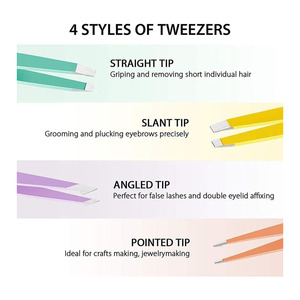Lot de 4 pinces à épiler pour sourcils en acier inoxydable, pinces à épiler biseautées et pointues, pinces de précision pour poils incarnés - Product Image 3