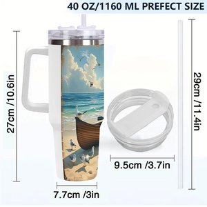 แก้วน้ำสแตนเลสสองชั้นขนาด 40 ออนซ์ ลายวิวชายหาด สำหรับใช้งานกลางแจ้ง - Product Image 4