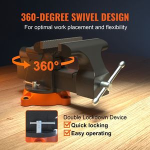 Morsa da banco multiuso per impieghi gravosi con ganasce da 6 pollici, apertura ganasce da 5,9 pollici, base di bloccaggio in ferro girevole a 360 gradi - Product Image 4