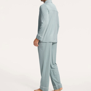 Personnalisez votre marque : ensembles de pyjamas pour hommes, manches courtes, satin, vêtements de nuit d'été, 100% soie, service OEM - Product Image 3