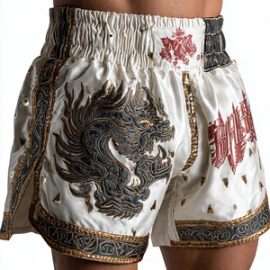 Pantalones Cortos de Muay Thai 100% Poliéster Satinado para Hombre, Ropa de Entrenamiento de Boxeo, MMA, Artes Marciales - Product Image 5
