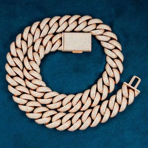 Men's <b>Rose</b> <b>Gold</b> Hip Hop Cuban Link Chain <b>Necklace</b> Full Iced Out Micro Insert Moissanite <b>Pendant</b> - Product Image 5