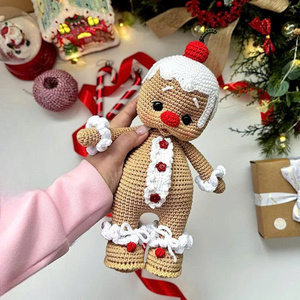 Crochet <b>Gingerbread</b> <b>Man</b> Amigurumi Doll Educational Model <b>Toy</b> 1:4 Scale Cotton <b>Toy</b> - Product Image 5