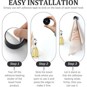 Set di 3 Ganci Premium per Asciugamani da Cucina con Finitura Cromata, Facile Installazione a Parete, Porta Asciugamani Adesivo - Product Image 2