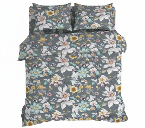 Parure de lit 4 pièces personnalisable en coton lavé de qualité supérieure, tissée à haute densité, motif floral toutes saisons, pour lit double moderne, avec taies d'oreiller - Product Image 2