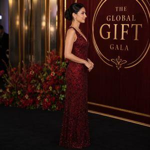 Luxury Burgundy Wine <b>Red</b> <b>Sequin</b> Mermaid Evening Gown | Deep V Neck Sleeveless Floor Length Formal Party Cocktail Wedding Maxi - Product Image 2