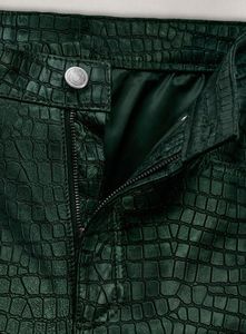 Pantalon en cuir vert métallisé style jean - Croc Metallic - Product Image 4