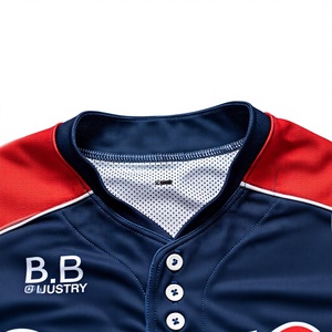 Navy Blue White Red Raglan Baseball Jersey with Team Name & Number Personalized Full Uniform Set - Product Image 2