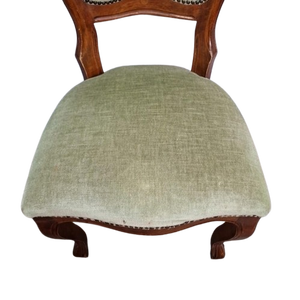 Silla de Comedor Niora Ecológica de Madera de Caoba Tradicional con Asiento y Respaldo Tapizados en Lino, Acabado Marrón - Product Image 5