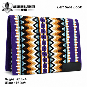 Almohadilla para Silla de Montar Western 42x34 Pulgadas, Forro de Lana, Diseño Clásico, Morado, Marrón, Negro, Azul, Diseño Geométrico, Multiusos - Product Image 4