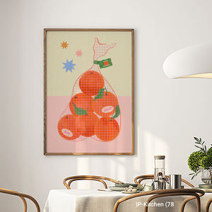 ศิลปะบนผืนผ้าใบสำหรับตกแต่งห้องครัว, โปสเตอร์ภาพประกอบผลไม้ส้มในถุงตาข่าย, ภาพพิมพ์ตกแต่งผนังห้องครัวน่ารัก - Product Image 2