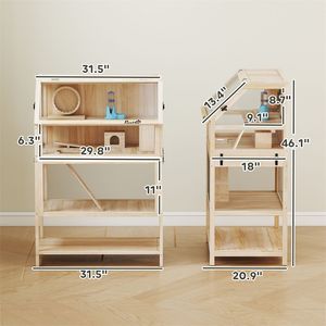 Gabbia per Piccoli Animali con Scaffale Portaoggetti, Gabbia in Legno per Criceti - Product Image 5